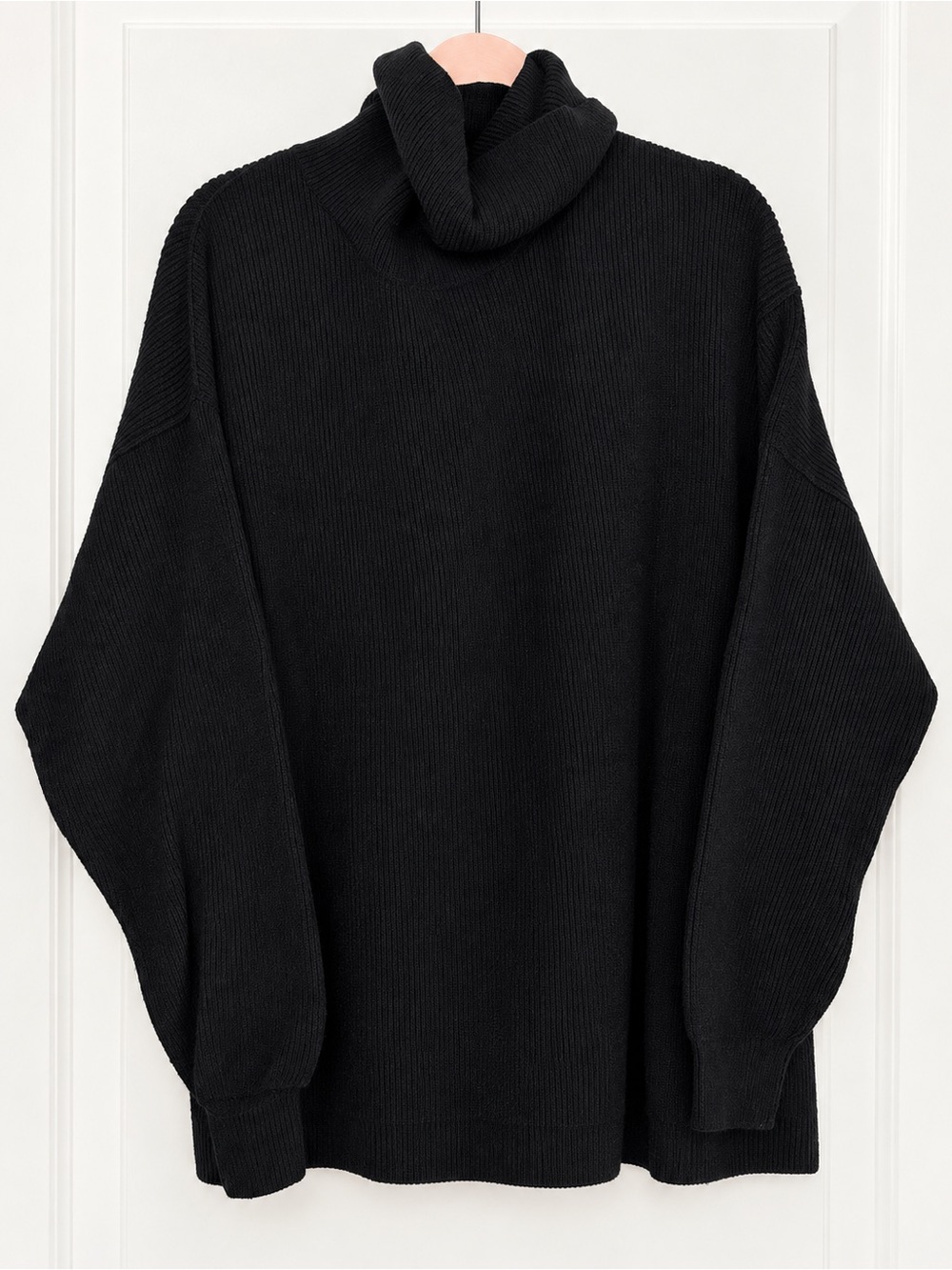 Free People Black Ribbed ottoman Turtleneck Sweater